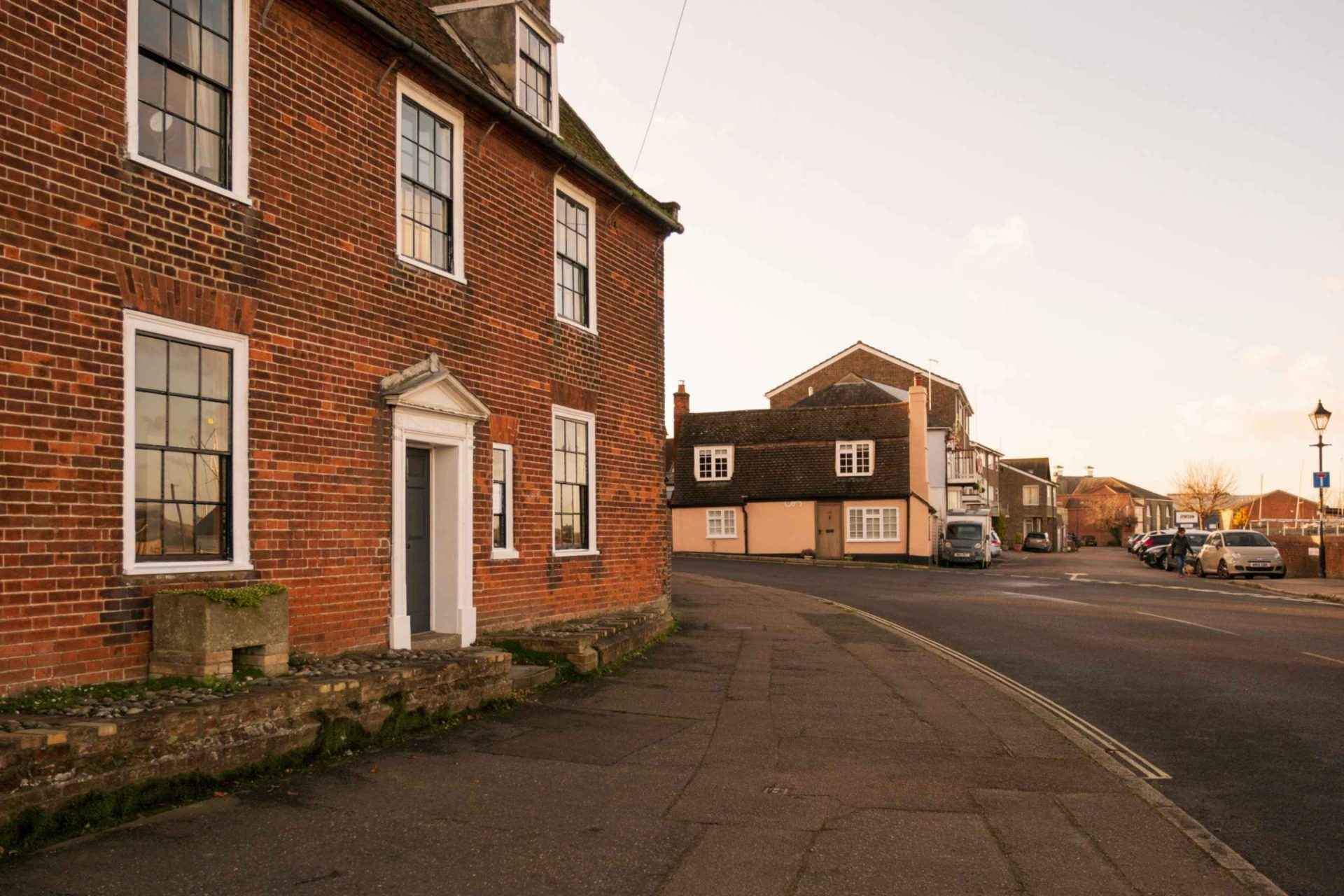Brick houses on street corner